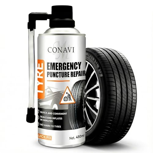 Foam Spray Emergency Flat Tyre Repair 450ml – Instant puncture repair kit for cars and bikes, tubeless tyre sealant spray, quick flat tyre fix, roadside emergency solution, no tools needed, TPMS safe