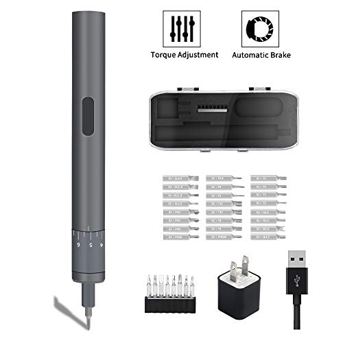 Mini Electric Screwdriver, POWERGIANT Small Adjustable Torque Cordless Screwdriver Set, Rechargable Repair Tool