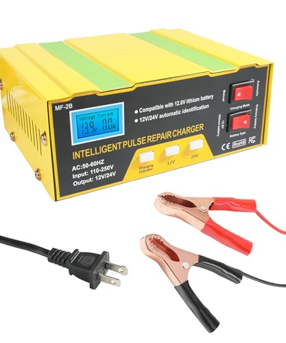 UBOG Car Battery Charger,12V Battery Charger,Automobile 12 Volt,Car Accessories Battery Charger 12V Automotive,Automatic Smart Battery Charger Maintainer with Pulse Repair for Motorbike,Car,Boat