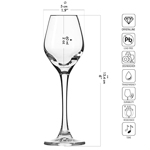Krosno Liquor Glasses | Set of 6 Pieces | 60 ml | Splendour Collection | Vodka Glasses | Ideal for Home, Restaurant, Events & Parties | Dishwasher Safe - Image 2