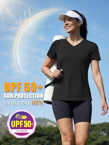 Image of MAGCOMSEN Women's Short Sleeve T-Shirt Quick Dry Athletic Tee Shirt Running Workout Yoga Top Tee Performance Shirts