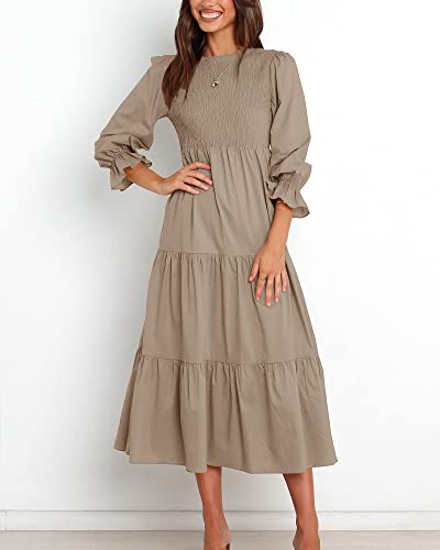 BTFBM Women Casual Long Sleeve Crew Neck Fall Dress Bohemian Relaxed Fit Floral Flowy Maxi Dresses Tiered Cocktail Dress