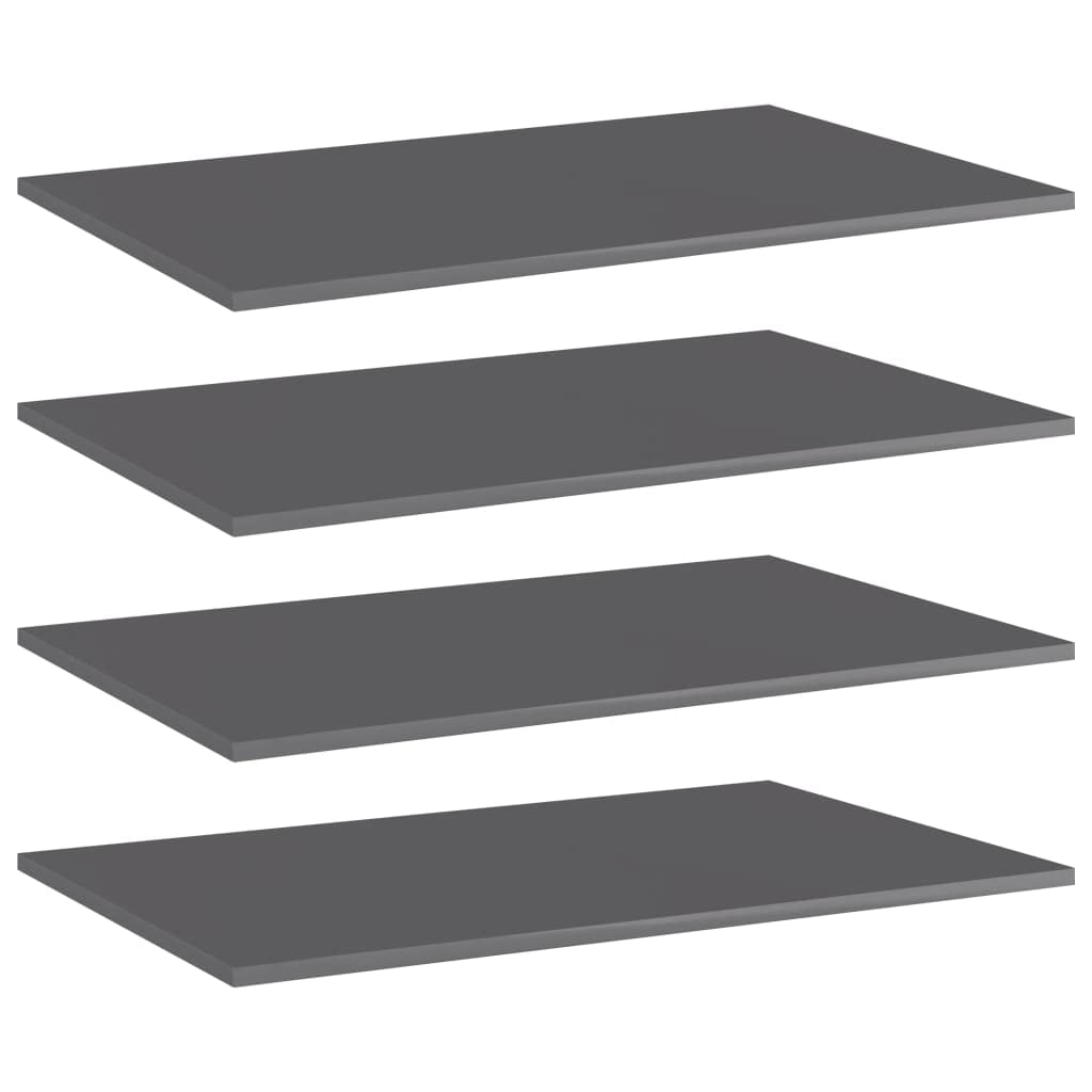 Bücherregal-Bretter Hochglanz-Grau 80x50x1,5 cm aus Holzwerkstoff 4 Stück, Robustes Regalsystem für Wohnzimmer, Büro, Küche, Keller, modularer Stauraum und Ordnung