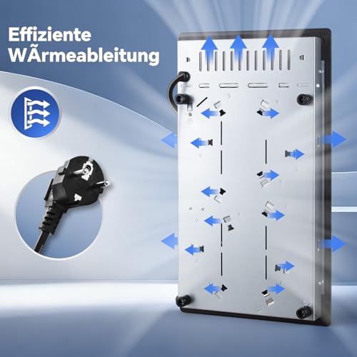 Glaskeramikkochfeld 2 Platten, TopStrong 3000W Kochfeld mit Stecker, 2-in-1 Freistehend/Einbau-Design Herdplatte 2 Kochfelder, 9 Heizstufen, Touch-Steuerung, 1-99 Min Timer, Geeignet für Alle Töpfe