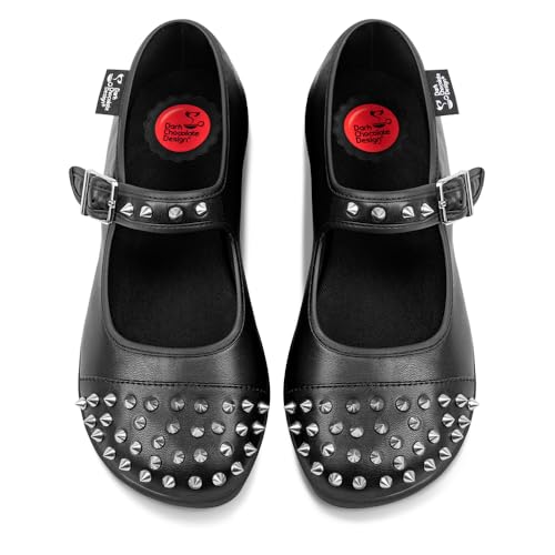Image of Hot Chocolate Design Women's Mary Jane Flat Shoes - Mary Jane Flat Dress Shoes with Non-Marking Rubber Sole Adjustable Buckle-Strap, Adjustable Buckle-Strap and Cushioned Inner Sole with Arch Support