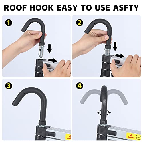 NORTHERN STONE Teleskopleiter 2,6 m Mehrzweck-Aluminium-Bodenleiter ausziehbar, zusammenklappbar und tragbar, max. Belastung 150 kg, verstellbare Stufe, EN131