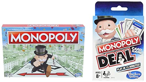 Image of MONOPOLY Board Game, Toys for Kids, Boys and Girls Ages 8 and Up&MONOPOLY Deal Card Game English (New), Toys for Families and Kids, Boys and Girls Ages 8 and Up