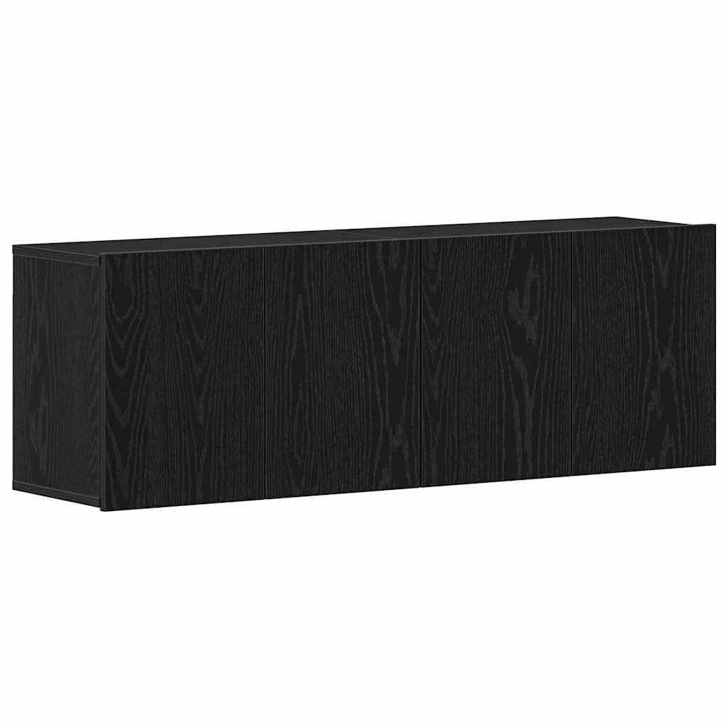 Meuble TV en chêne noir Lot de 2 suspendus de 120 cm avec grand rangement
