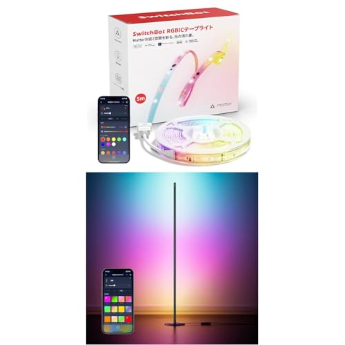 SwitchBot RGBIC tACg LEDe[vCg - XCb`{bg ԐڏƖ X^h tAv  Q Ɩ RGB 1600F dF F F }`J[ iK F 5m Wi-Fi Bluetooth