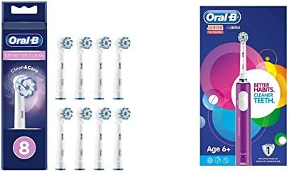 Oral-B Sensitive Clean Electric Toothbrush Head with Clean & Care Technology, Extra Soft Bristles for Gentle Plaque Removal, Pack of 12, Suitable for Mailbox, White