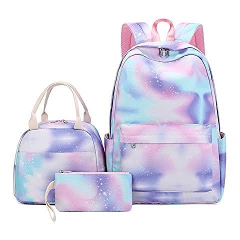 ISAKEN Rainbow School Backpack Set with Pencil Case Cover