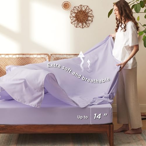 Image of Bedsure Floral Lavender Comforter Set, King Bedding Sets, 7 Piece | Bed in a Bag, Comforters, Bedroom, Reversible, Fluffy, Whisper-Quiet, All-Season, Polyester, Easy Care, Botanical-Chic, OEKO