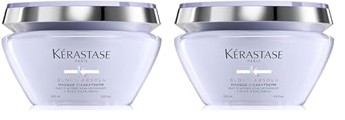 Kérastase Haarmaske für trockenes und blondiertes Haar, Anti-Haarbruch und Anti-Spliss, Mit Hyaluronsäure, Masque Cicaextrême, Blond Absolu, 200 ml (Packung mit 2)