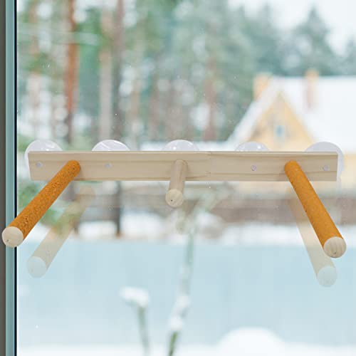 Image of Litewoo Wood Bird Perch Parrot Stand Parrot Standing Bar Toy Parrot Bath Stands Suppllies Shower Perch with Wall Sucker (Multicolor)