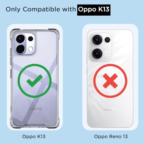 Image of Pikkme Back Cover for Oppo K13 5G Raised Edges Shockproof Clear PC + TPU Transparent Protective Phone Bumper Case(Transparent)