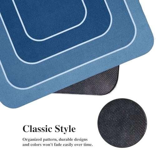 Image of Amazon Brand - Solimo Silicone Kitchen & Bath Mat (Pack of 2) | Navy Blue | Anti-Fatigue Comfort Foam | Waterproof & Anti-Slip | 60 x 40 cm & 40 x 120 cm| Quick-Dry & Easy Clean