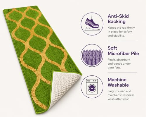 Image of Anti Skid Bedside Runner Carpet | Mat for Bedroom, Living Room, Floor and Home Decor (Parrot Green, 2x7)