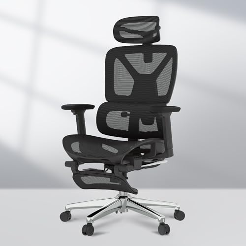 FLEXISPOT ErgoX Ergonomic Office Chair With 3D Armrests & Headrest Mesh Desk Chair with 5D Lumbar Support & Seat Depth Adjustment Task Chair with Footrest Adaptive Comfort for Home & Work