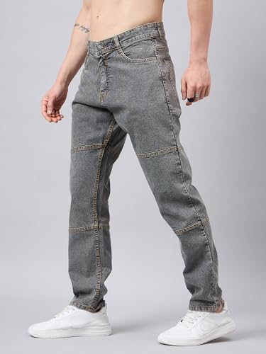 Image of STUDIO NEXX Men's Loose Fit Jeans | Stretchable | Jeans for Men | Contrast Stitch Jeans | Panelled Stitch