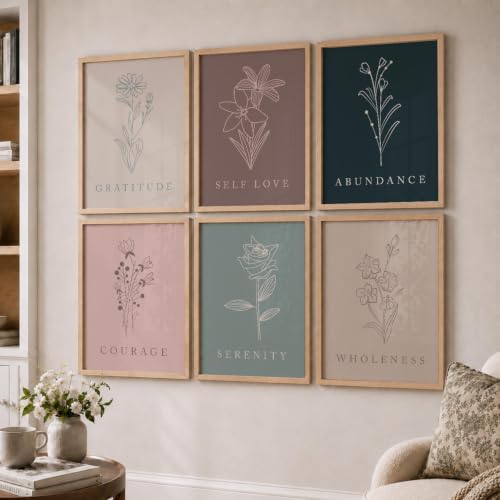 Image of kotart - Floral Painting for Living Room Bedroom Office Room Decor - Premium Digital Paintings with Frame for Home Decoration - Painting for Wall Decoration - (Pack of 6 Multicolor) (10x13 inch, D)