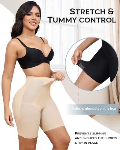 LEVAO High Waisted Tummy Control Shorts for Women Shapewear with Steel Bones, Seamless Body Shaper Panties Anti-Roll Down4