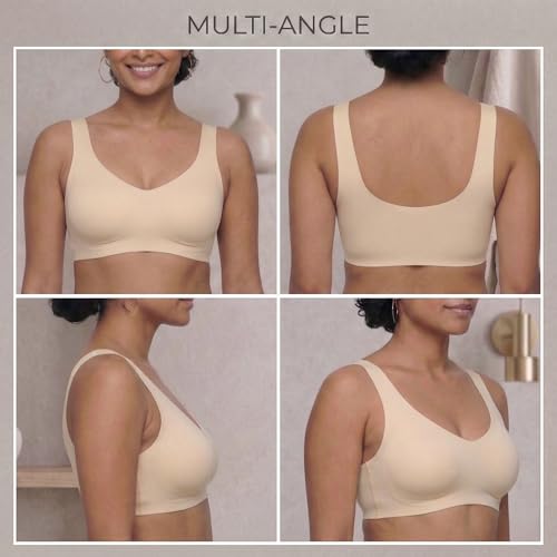 Image of UnderFlex Seamless Sports Ice Silk Bra for Women Wireless Breathable Summer Invisible No-Line T-Shirt Bra Soft Padded Everyday Comfort Bra Lightweight Stretch Gather Support Lingerie