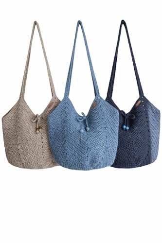Bolsa de Ombro em Crochê Artesanal, Estilo Elegante com Alça Longa e Detalhe de Cordão