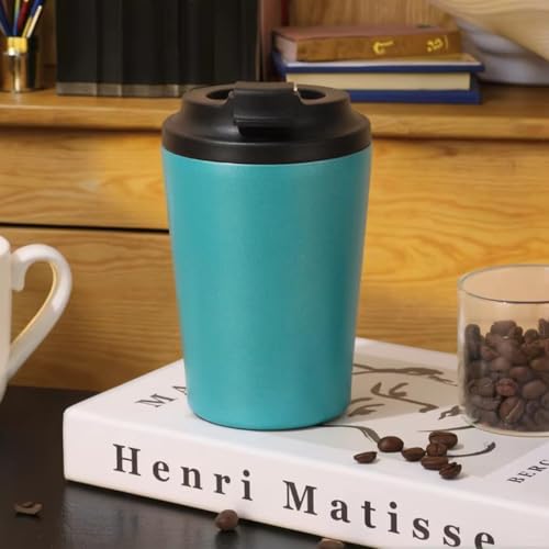 Image of Stvin 380ml Insulated Coffee Mug Travel, Stainless Steel Tumbler with Leak-Proof Lid, Reusable Thermal Cup for Hot & Cold Drinks, Car, Office, Camping & More (3rd Blue)