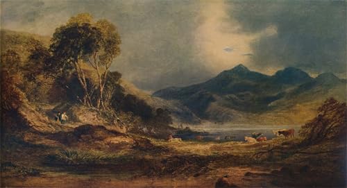 RZHRHJES Quadro su Tela Murale Tela Nordico Pittura Snowdon sopra la testa di Traeth Mawr di Vandyke Copley Fielding per L'arredamento Della Camera da Letto 60x90cm
