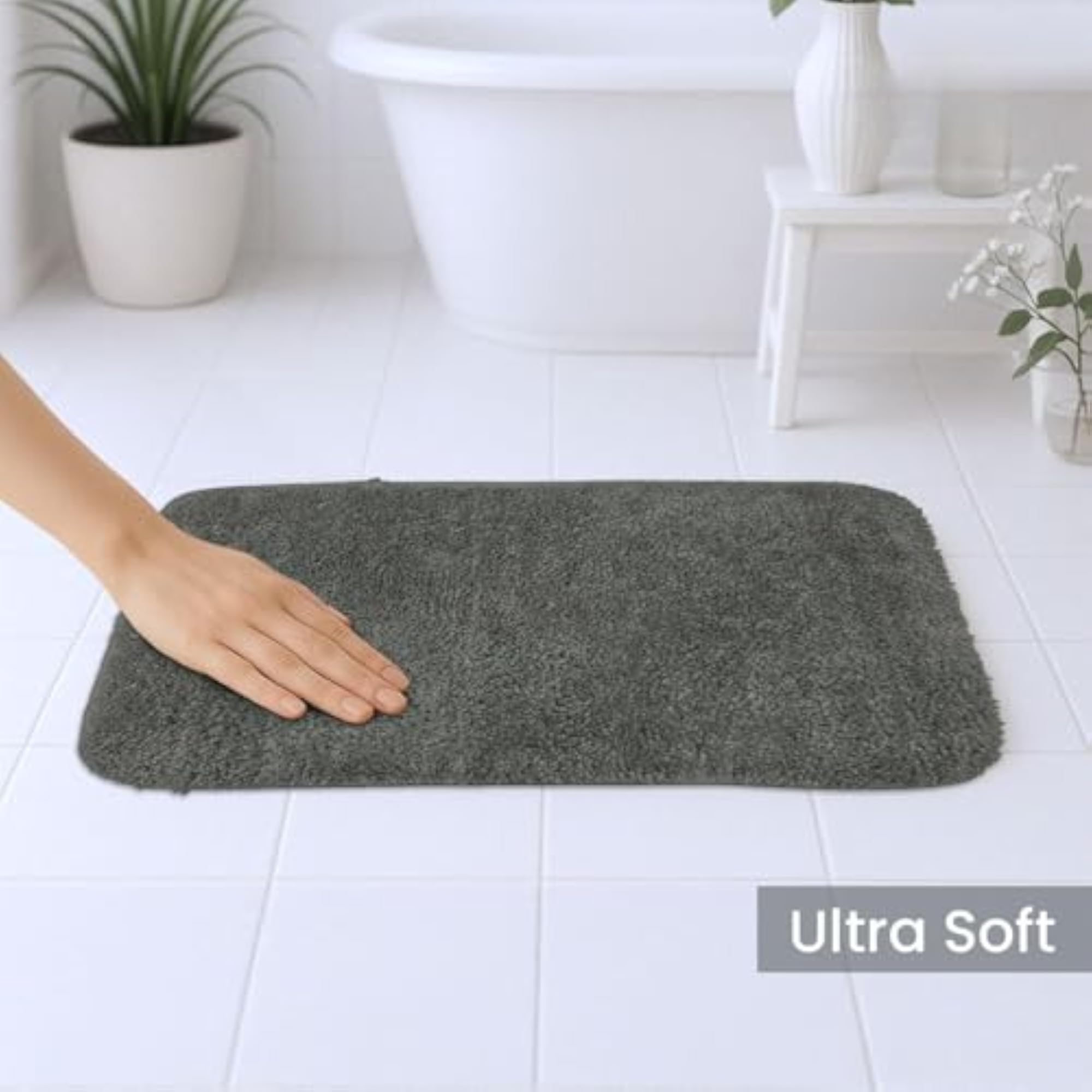 Soft Microfiber Rectangular Bath Mat, Quick Dry