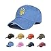 Giavuwn Embroidered Ukraine Hat Retro Vintage Washed Cotton Denim Baseball Caps Blue