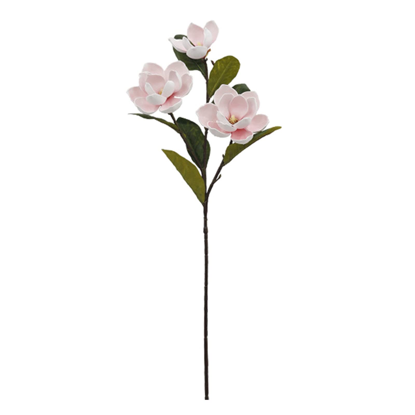 2 Pcs Artificial Magnolia Flowers 3 Heads Silk Magnolia with Green Leaves 36 Inch Long Stem Magnolia Floral Arrangement for Vases Wedding Holidays Party Home Decor(Pink)