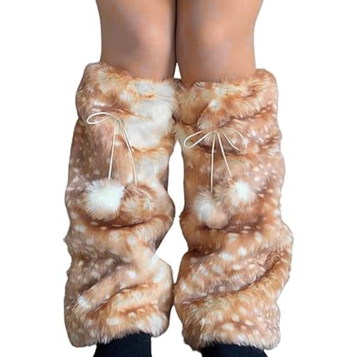 Calentadores de piernas peludos de felpa suave con puños elásticos para botas de mujer