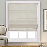 cololeaf Custom Made Textured Linen Roman Shades for Kitchen Windows, Customize Roman Blinds Room Darkening Blackout Faux Linen for Doors, Install Hardware Included, Birch, 1 Piece