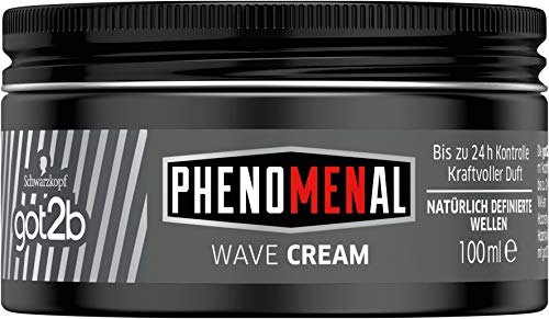 got2b Phenomenal Wave Cream (100 ml), cera para el cabello para hombres da ondas definidas de forma natural en cabello medio a largo, crema de peinado para hasta 24 horas de control