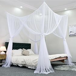 Tipos De Mosquiteras Para Puertas Digead Mosquitera Cama,Universal Mosquitera para Cama-Cama Infantil/Mosquitera Cama Grande, Mosquitera de 4 Puertas-Apto para la mayoría de los Tipos de Cama-Blanca