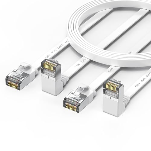 JUXINICE 2 Packs Right Angle Cat 6 Ethernet Cable Flat