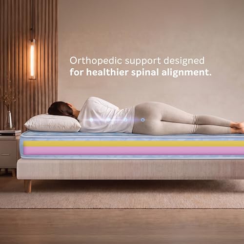Image of Sleepwell Ortho Mattress | Queen Size 84x66x8 Inch | Medium Firm Orthopedic Spine Support | Pressure Point Relief | Resitec Foam with VPF | Neem Fresche Anti-Microbial | 10 Years Warranty