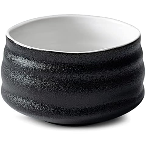 aprikalife - Traditional Matcha Tea Bowl, Handcrafted Ceramic, Tea Ceremony Cup, Black and White, 17 Fl Oz Capacity Cover
