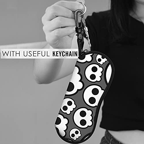 Sunglasses Case Soft Women Large Shell Grey Vintage Sugar Skull Halloween Zipper With Clip Carabiner Glasses Eyeglasses #TOP4