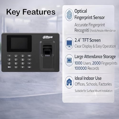 Image of Dahua DHI-ASA1222E-S Dahua Fingerprint Attendance System,Built with 16 Mechanical Buttons, a 2.4 inch LCD Display and has a User Friendly Interface.