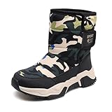 [WINDUCK] キッズ スノーブーツ ウインターブーツ ジュニア スノーシューズ 女の子 男の子 防水 滑り止め 保暖 冬用ブーツ 雪遊び ブ ーツ (アーミーグリーンc,24.5 cm)