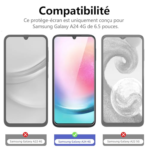 NEW'C Verre Trempé pour Samsung Galaxy A24 4G, Vitre Protection Écran – vue 2