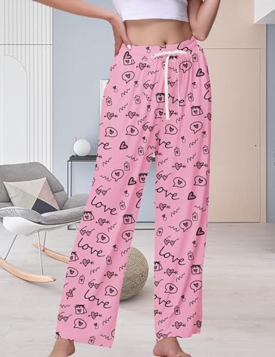 Image of Veseacky Women's Wide Leg Lounge Pants Yoga Pajamas Comfy Stretch Drawstring Pajamas Puls Size Dance Bottoms S-4XL