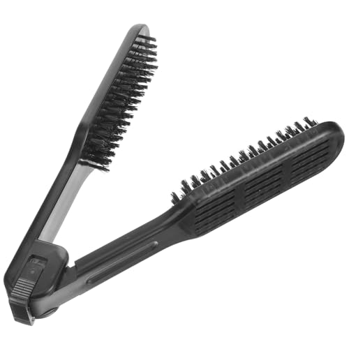 IMIKEYA Cepillo Alisador de Cabello Negro Resistente al Calor Pinza Peine Antiestático V de Cerdas para Peinar y Alisar Herramienta para Salón y Uso Diario