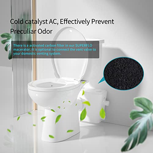 Image of Upflush Toilet for Basement with 600W Macerator Pump & AC Vent | Upflow Toilet System for Macerating Toilet, Bathroom sink & Tub, Silent & Powerful, include Modern Toilet, Water Tank & Pump SUPERFLO