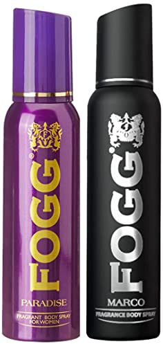 Fogg Fragrant Body Spray For Women, Paradise, 150ml & Marco Body Spray For Men, 150ml