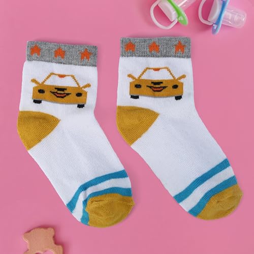 Image of Kid's Socks for Boys and Girls - Made with Soft & Breathable Cotton with Antibacterial Wash, Pack Of 5, Suitable for all day long use