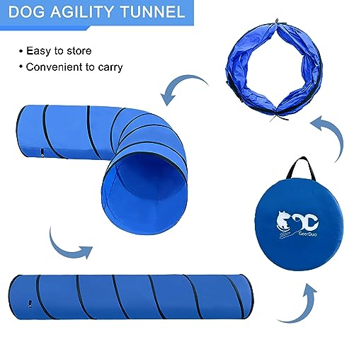 Dog Agility Tunnel, Dog Agility Equipment, Dog Agility Training with Carry Bag (Blue)