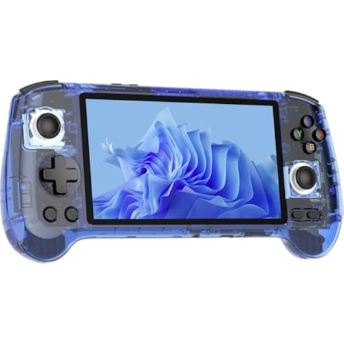 Anbernic RG556 Retro Handheld Game Console , Android 13 System Unisoc T820 Processor 5.48 Touch Inch AMOLED Screen 5500mAh Battery Support WiFi Online DP Output (Transparent Blue)
